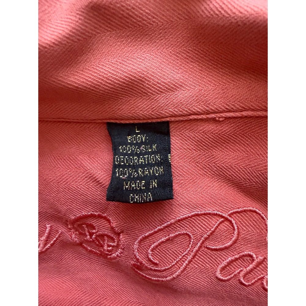 Rocky Patel Fight Club Embroidered Silk Button Down Shirt Large Orange Boxing - Picture 5 of 5